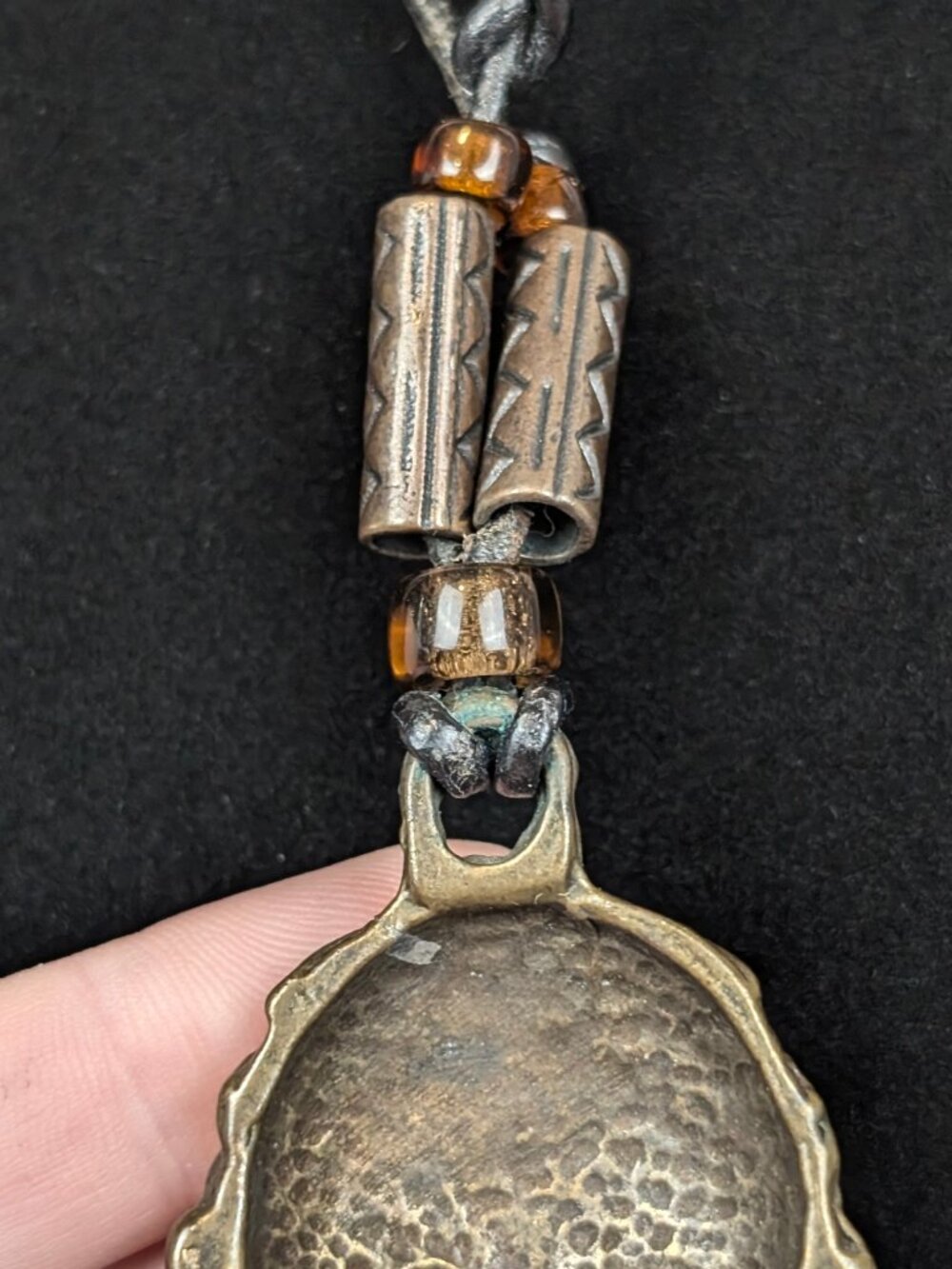 Ghanaian Brass Mask Pendant Necklace - Picture 4 of 5